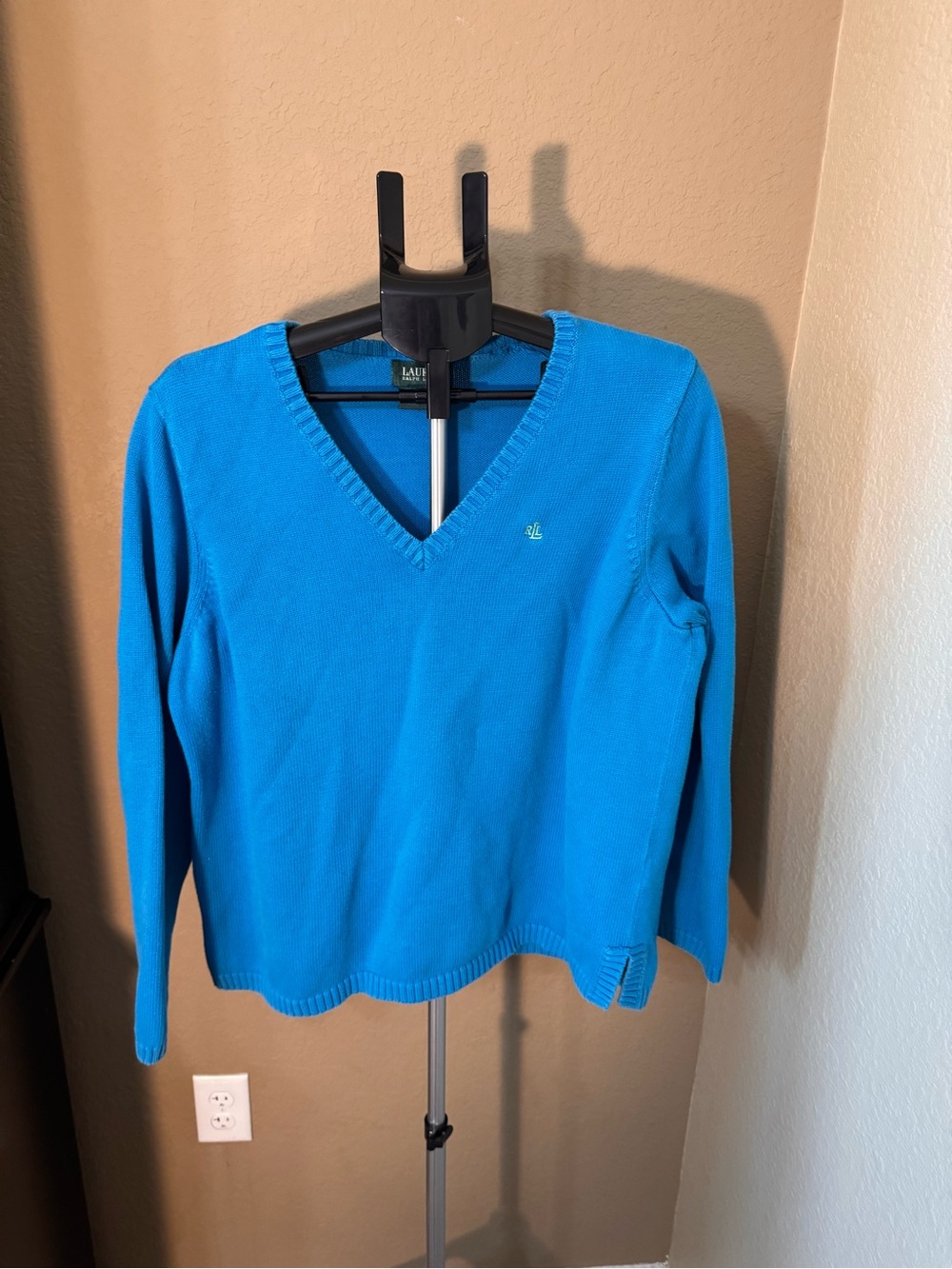 Ralph Lauren Bright Blue V-Neck Cotton Sweater